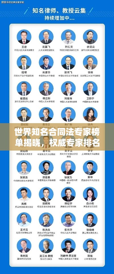 世界知名合同法专家榜单揭晓，权威专家排名及解析