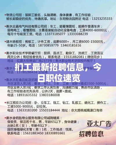 扪工最新招聘信息，今日职位速览